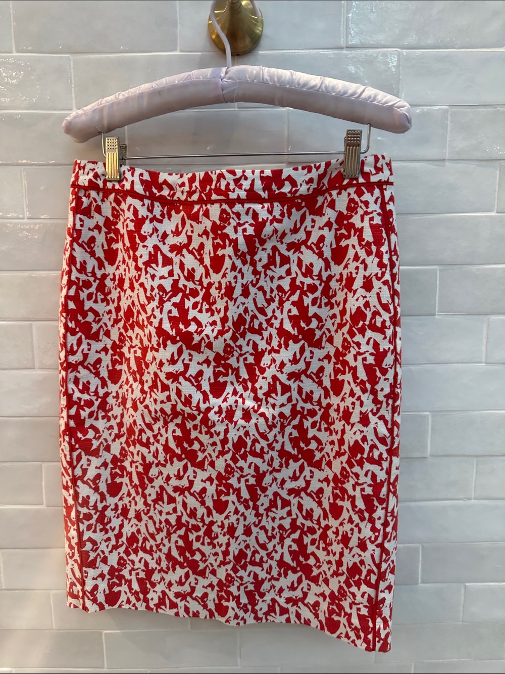 Halogen Red and White Printed Pencil Skirt